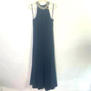 Marina floor length formal gown with embellished collar & flowy bottom Size 10